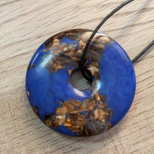 Lapis Lazuli Large Donut Pendant Necklace